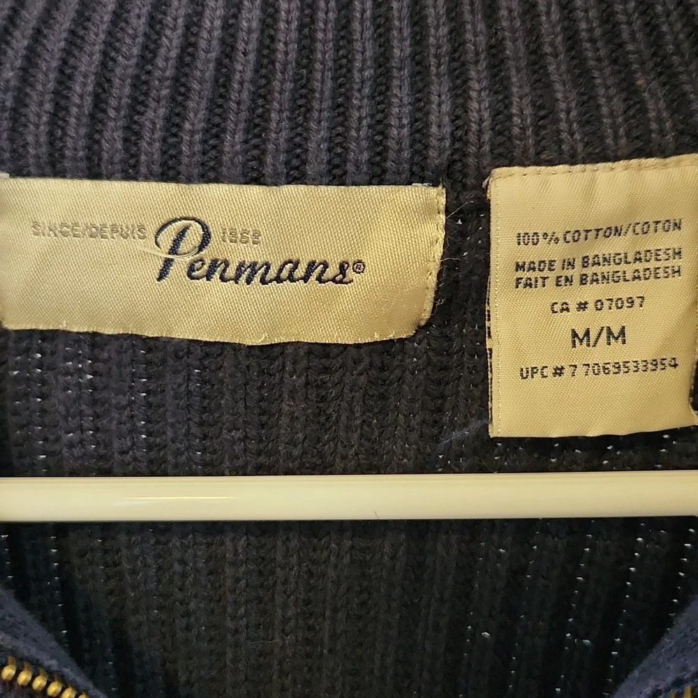 Vintage Men's Navy Half-Zip Sweater - Picture 2 of 5